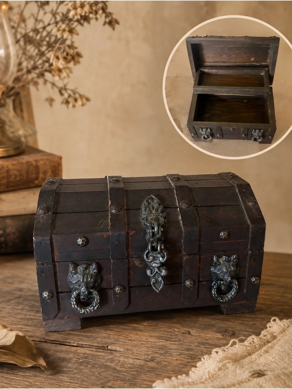 Vintage Wooden Treasure Chest